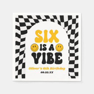 Six Is A Vibe Retro Zesde 6e Verjaardagsfeestje Servet