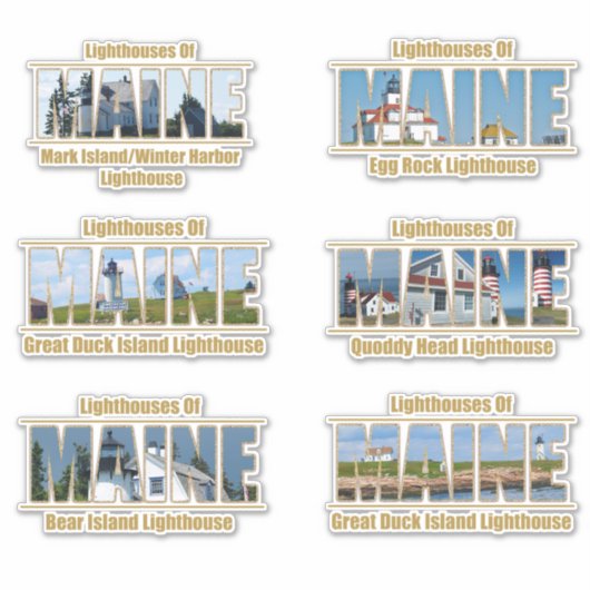 Six Maine Vuurtoren Conture Sticker (Voorkant)