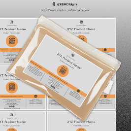 Six Oranje Dot QR Code Grijs Groot Product Label