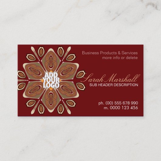 Six pétales Fleur géométrique avec Carte de visite (Devant)