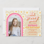 Six Retro Super Daisy Photo Invitation Anniversair (Devant)