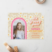 Six Retro Super Daisy Photo Invitation Anniversair (Devant/Arrière en situation)