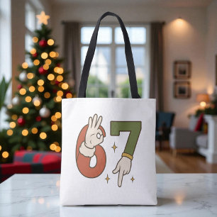 Six Seven 67 6 7 Kerst Elf Kerstmis Meme Draagtas