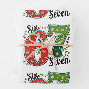 Six Seven 67 6 7 Kerst Meme Grappige Kerstmis Verl Inpakpapier Vel