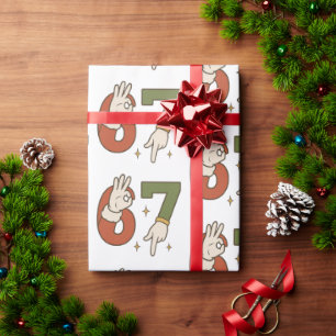 Six Seven 67 6 7 Kerstmis Kerstman Elf Meme Cadeaupapier