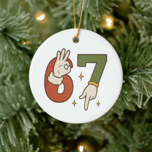 Six Seven 67 6 7 Kerstmis Kerstman Elf Meme Keramisch Ornament