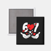 Six Seven 67 6 7 Kids 67 Meme Hands Funny Valentin Magneet (Voorkant / Achterkant)