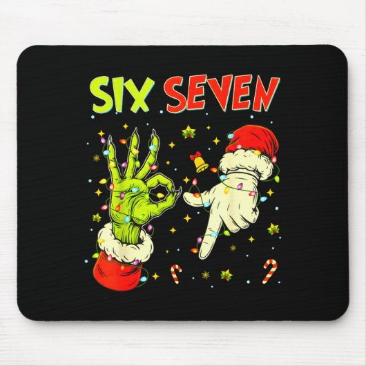 Six Seven 67 Funny Hand-sign Christmas Meme  Muismat (Voorkant)
