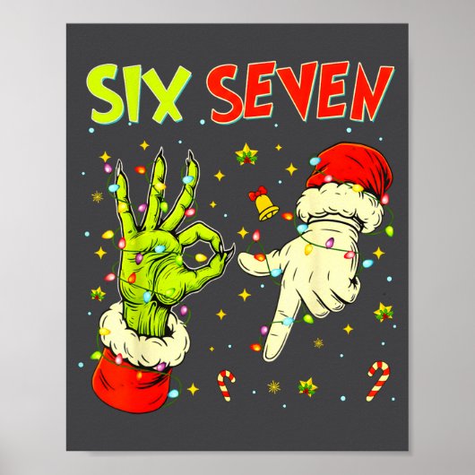 Six Seven 67 Funny Hand-sign Christmas Meme  Poster (Voorkant)