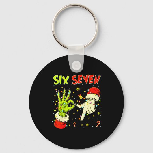 Six Seven 67 Funny Hand-sign Christmas Meme  Sleutelhanger (Voorkant)