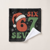 Six Seven 67 Funny Santa Hat Christmas Xmas Meme (Gant de toilette)