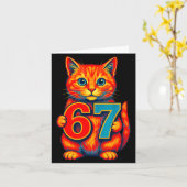 Six Seven 67 Meme 6 7 Cat Youth Boy Girl Kaart (Gele Bloem)