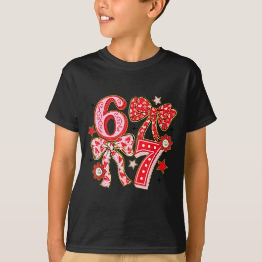 Six Seven 67 Meme Coquette Bow 6 7 Valentines Day  T-shirt (Voorkant)