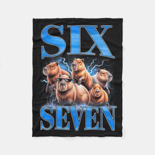 Six Seven 67 Meme Funny Capybara Bootleg Graphic  Fleece Deken (Voorkant)