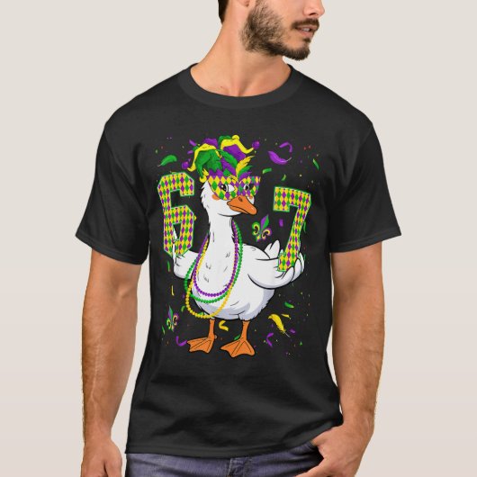 Six Seven 67 Meme Goose With Jester Hat & Bead T-shirt (Voorkant)