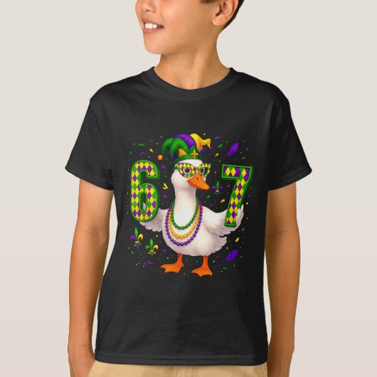 Six Seven 67 Meme Goose With Jester Hat & Bead T-shirt (Voorkant)
