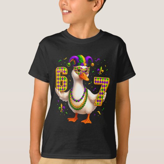 Six Seven 67 Meme Goose With Jester Hat & Bead T-shirt (Voorkant)