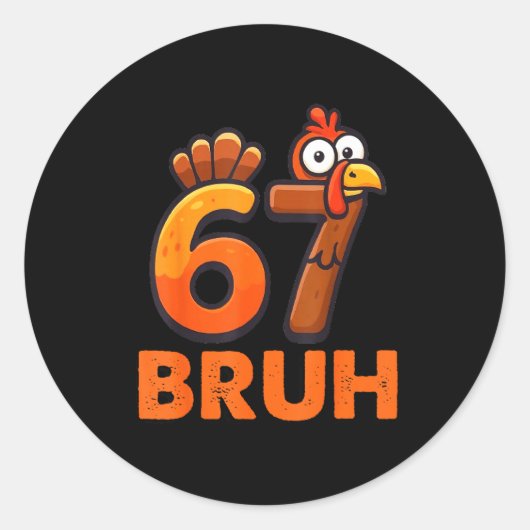 Six Seven 67 Thanksgiving Meme Funny Thankful Turk Ronde Sticker (Voorkant)