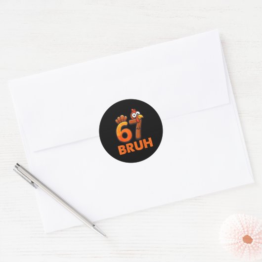 Six Seven 67 Thanksgiving Meme Funny Thankful Turk Ronde Sticker (Envelop)