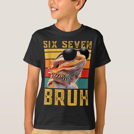 Six Seven 6 7 67 Meme Funny Bearded Dragon Design  T-shirt (Voorkant)
