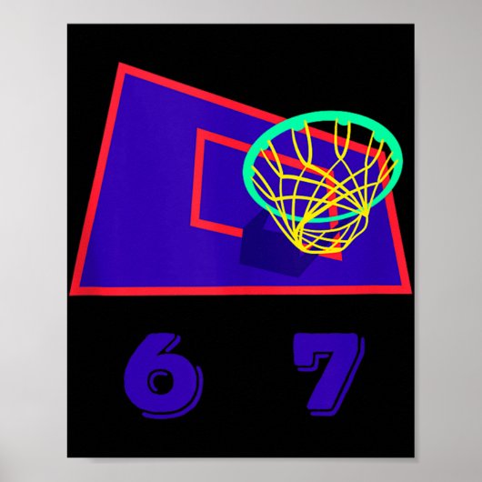 Six Seven 6 7 Basketball Meme Hoop Design Tank Top Poster (Voorkant)