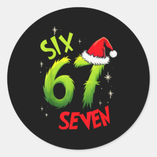 Six Seven 6 7 Gen Z Alpha Meme Slang Prettig Kerst Ronde Sticker
