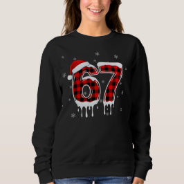 Six Seven 6 7 Meme Checkered Design with Santa Hat Trui