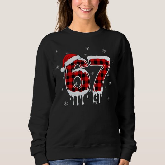 Six Seven 6 7 Meme Checkered Design with Santa Hat Trui (Voorkant)
