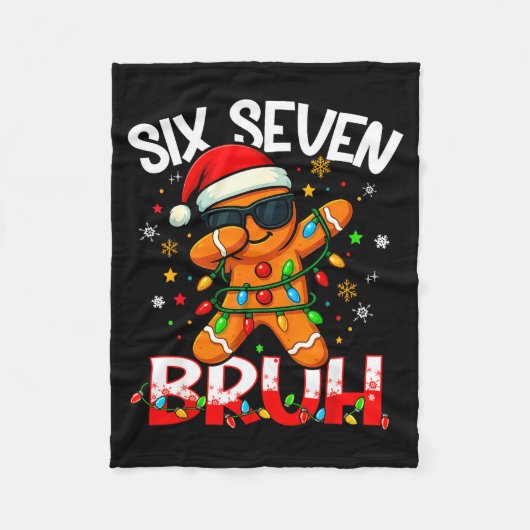 Six Seven 6 7 Meme Dabbing Gingerbread Man Christm Fleece Deken (Voorkant)