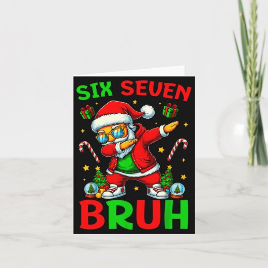 Six Seven 6 7 Meme Dabbing Santa Merry Christmas B Kaart (Voorkant)