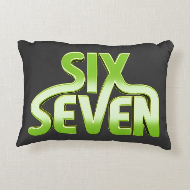 Six Seven 6 7 Meme - Green gradient typography Accent Kussen (Achterkant)