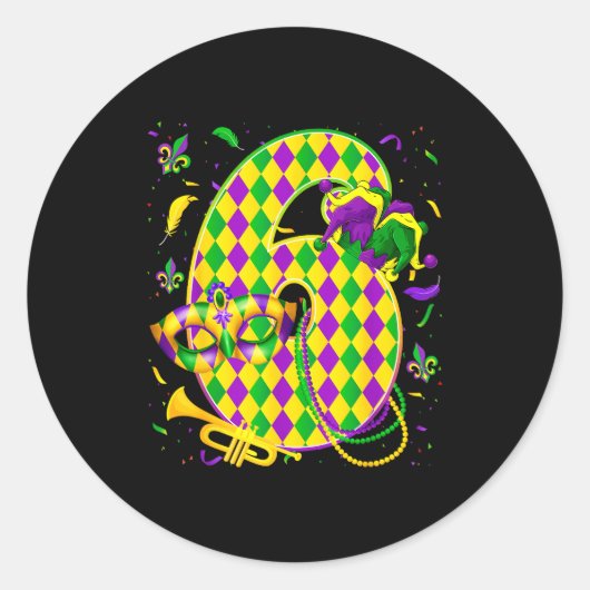Six Seven 6 7 Meme Matching Couples Mardi Gras Fat Ronde Sticker (Voorkant)