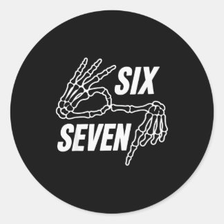 Six Seven 6 7 Meme Skelet Handen Teken Ronde Sticker