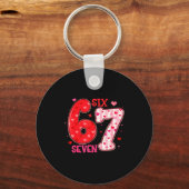 Six Seven 6 7 Valentines Day Trendy Valentine Meme Sleutelhanger (Voorkant)