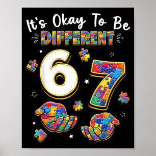 Six Seven Autisme Bewustzijn 67 Handen om te Zijn Poster