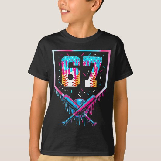 Six Seven Baseball Ice Cream Drip Cool 67 Gen Alph T-shirt (Voorkant)