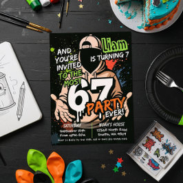 Six Seven Birthday Invitation, 7th Birthday Kaart