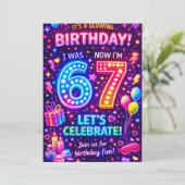 Six Seven Birthday Invitation | I was 6 now I'm 7  (Debout devant)