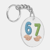 Six Seven Blue Green Brain Rot Sleutelhanger (Voorkant Links)