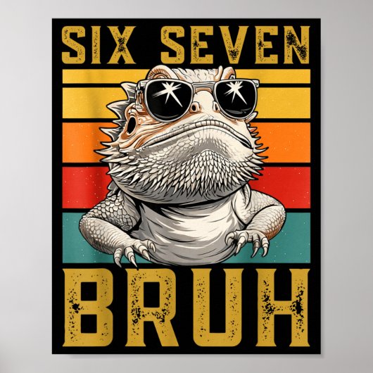 Six Seven Bruh 67 6 7 Meme Funny Sungles Bearded D Poster (Voorkant)