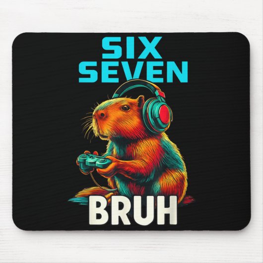 Six Seven Bruh 67 Meme Funny Capybara  Muismat (Voorkant)