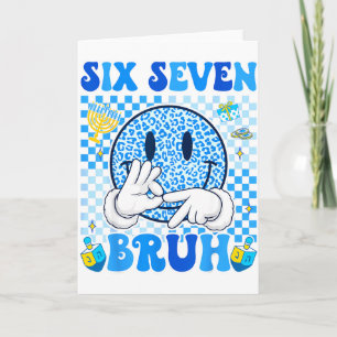 Six Seven Bruh 67 Meme Hanukkah Lichten Joods T-sh Kaart
