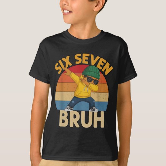Six Seven Bruh Dabbing 67 Meme Funny Number Boys T-shirt (Voorkant)