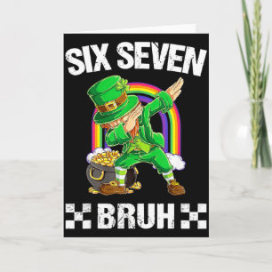 Six Seven Bruh Dabbing Kabouter St. Patrick's Dag Kaart