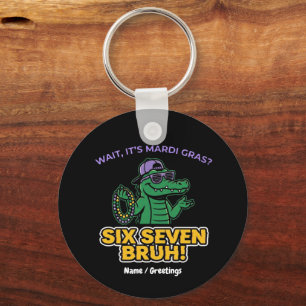 Six Seven Bruh Mardi Gras Cool Gator Festival Sleutelhanger