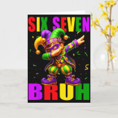 Six Seven Bruh Mardi Gras Jester Dab 6 7 Meme Fat Kaart (Gele Bloem)