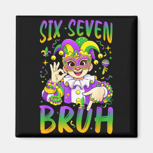 Six Seven Bruh Mardi Gras Leprechaun Narrenhoed Fl Magneet