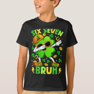 Six Seven Bruh Meme 67 Dabbing Shamrock St Patrick T-shirt