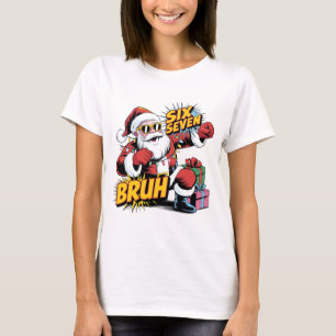 Six Seven Bruh T-shirt de Noël drôle   Rétro Pop A