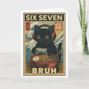 Six Seven Bruh Vintage Kat Meme Cadeau voor Mannen Kaart